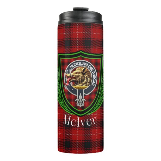 McIver Scottish Clan Tartan & Crest Thermosbeker (Voorkant)