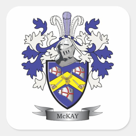 McKay Family Crest Coat of Arms Vierkante Sticker (Voorkant)