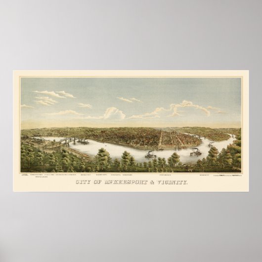 McKeesport, PA Panoramic Map - 1894 Poster (Voorkant)