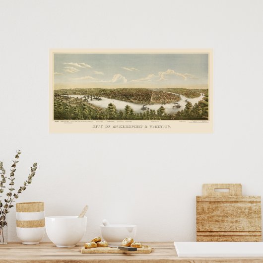 McKeesport, PA Panoramic Map - 1894 Poster (Keuken)