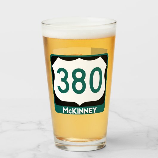 McKinney, Texas en US 380, Pint Glass Glas (Voorkant gevuld)