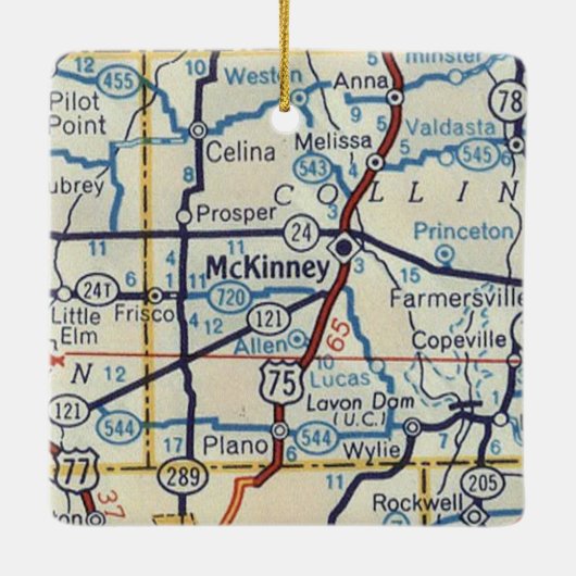McKinney TX  Map Keramisch Ornament (Achterkant)