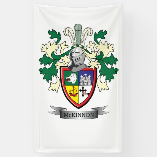 McKinnon Family Crest Coat of Arms Spandoek (Verticaal)