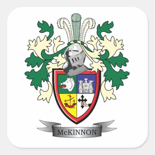 McKinnon Family Crest Coat of Arms Vierkante Sticker (Voorkant)