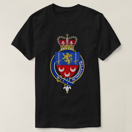 McLaughlin Coat of Arms Family Crest T-shirt (Design voorkant)