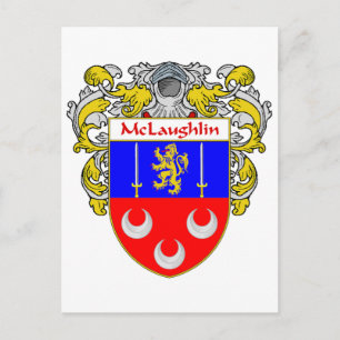 McLaughlin Coat of Arms (Mantled) Briefkaart