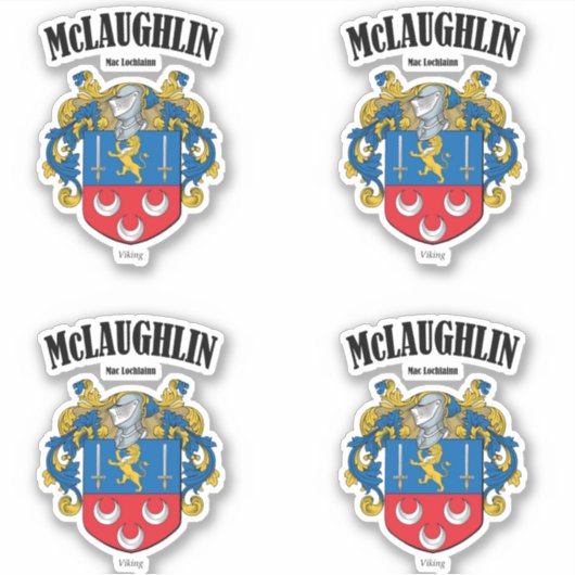 McLaughlin Crest Ierse vertaling & betekenis (x4) Sticker (Voorkant)