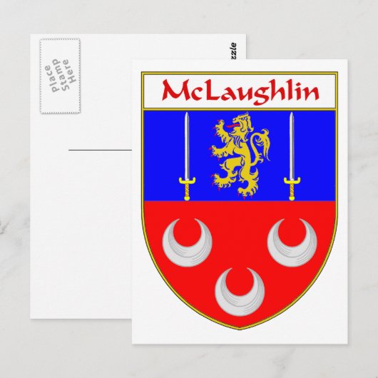 McLaughlin Wapen/Familie Crest Briefkaart (Voorkant / Achterkant)