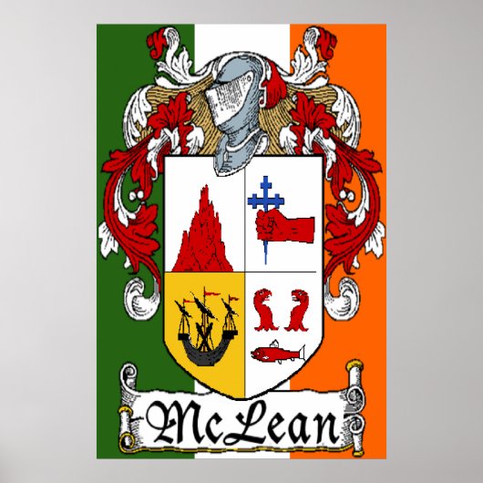 McLean Coat of Arms Irish Flag Print (Voorkant)