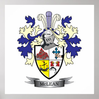 McLean Family Crest Coat of Arms TITLE Poster