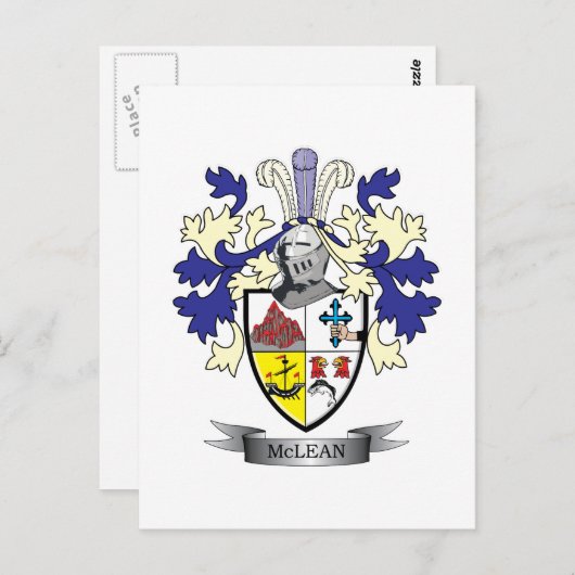 McLean Family Crest Coat of     ArmsTITLE Briefkaart (Voorkant / Achterkant)