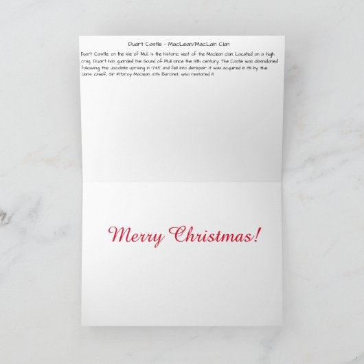 McLean/McLain's Duart Castle Holly Berry Kerstmis Kaart (Binnen)