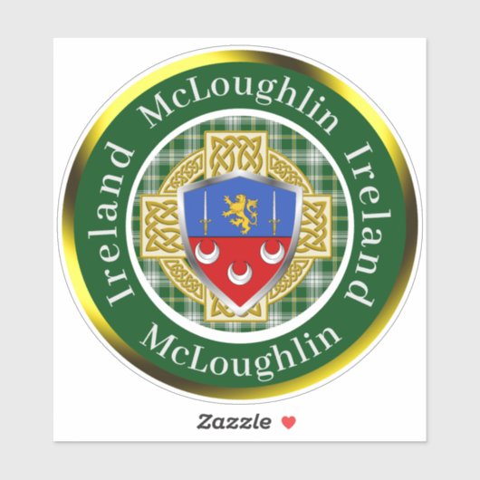 McLoughlin Shield & Celtic Cross gepersonaliseerd Sticker (Vel)