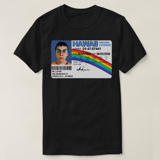 McLovin - Sticker van hoge kwaliteit T-shirt (Design voorkant)
