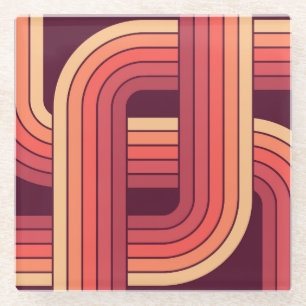MCM 1970s Retro Stijl Geometrisch Ontwerp Glazen Onderzetter