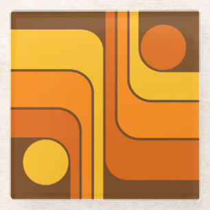 MCM 1970s Retro Stijl Geometrisch Ontwerp Glazen Onderzetter