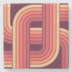 MCM 1970s Retro Stijl Geometrisch Ontwerp Stenen Onderzetter