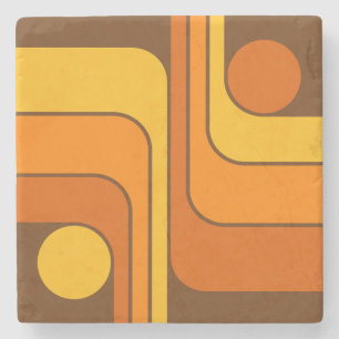 MCM 1970s Retro Stijl Geometrisch Ontwerp Stenen Onderzetter