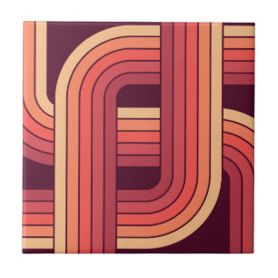MCM 1970s Retro Stijl Geometrisch Ontwerp Tegeltje
