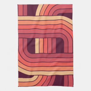 MCM 1970s Retro Stijl Geometrisch Ontwerp Theedoek