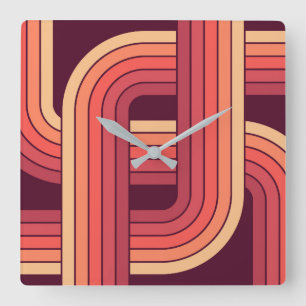 MCM 1970s Retro Stijl Geometrisch Ontwerp Vierkante Klok
