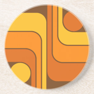 MCM 1970s Retro Stijl Geometrisch Ontwerp Zandsteen Onderzetter