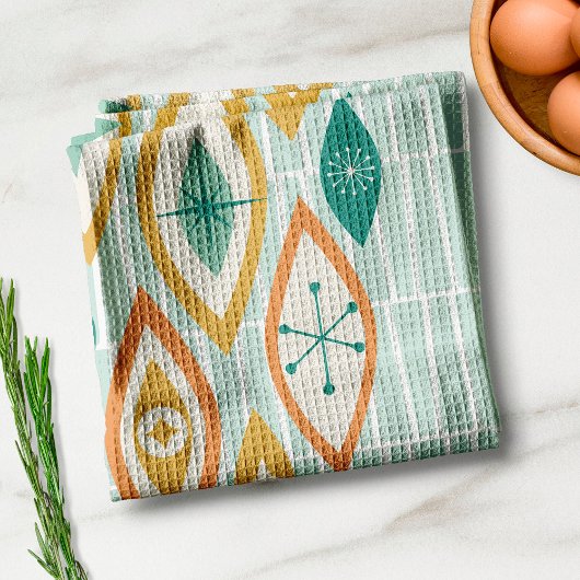 MCM-Abstracte vormen en sterren voor atoomtijdperk Theedoek