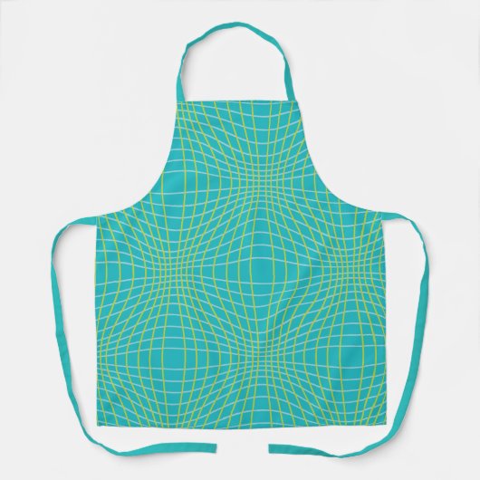 MCM Aqua Blue Mid-Century modern cirkelpatroon Schort (Voorkant)