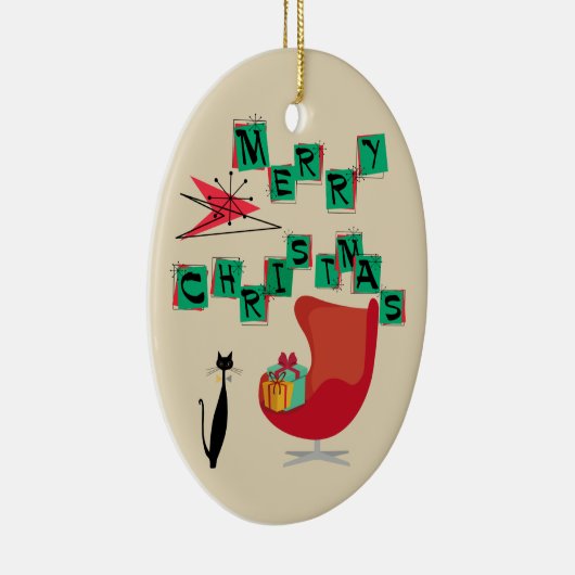 MCM Atomic Era kerstversiering Keramisch Ornament (Rechts)