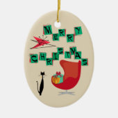 MCM Atomic Era kerstversiering Keramisch Ornament (Voorkant)