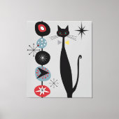 MCM Atomic Era Mid Century Moderne Retro Cool Cat Canvas Afdruk (Voorkant)
