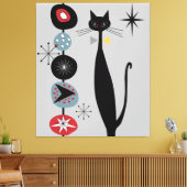 MCM Atomic Era Mid Century Moderne Retro Cool Cat Canvas Afdruk (Insitu (Woonkamer))