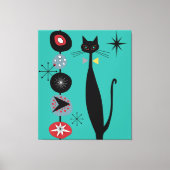MCM Atomic Era Mid Century Moderne Retro Cool Cat Canvas Afdruk (Voorkant)