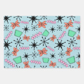 MCM Atomic Roze Groen Sinaasappel op Blue Mix van Inpakpapier Vel (Voorkant)