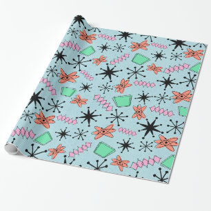 MCM Atomic Roze Sinaasappel Groen Blauw Grootschal Cadeaupapier