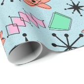 MCM Atomic Roze Sinaasappel Groen Blauw Grootschal Cadeaupapier (Rol Hoek)