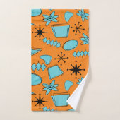 MCM Atomic Shapes Turquoise op Sinaasappel Bad Handdoek (Handdoek)