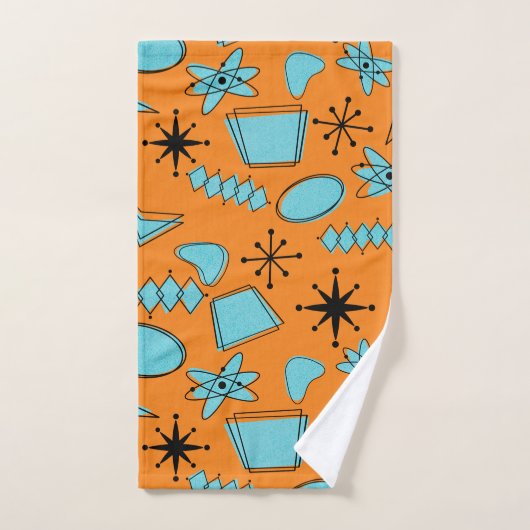 MCM Atomic Shapes Turquoise op Sinaasappel Bad Handdoek (Handdoek)