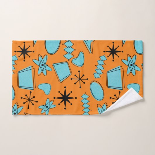MCM Atomic Shapes Turquoise op Sinaasappel Bad Handdoek (Handdoek)
