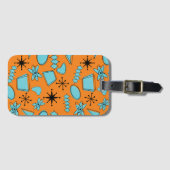 MCM Atomic Shapes Turquoise op Sinaasappel Bagagelabel (Voorkant (horizontaal))