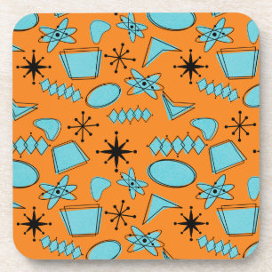 MCM Atomic Shapes Turquoise op Sinaasappel Bier Onderzetter