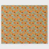 MCM Atomic Shapes Turquoise op Sinaasappel Cadeaupapier (Vlak)