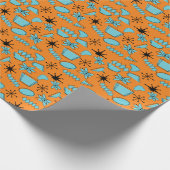 MCM Atomic Shapes Turquoise op Sinaasappel Cadeaupapier (Hoek)