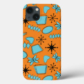 MCM Atomic Shapes Turquoise op Sinaasappel Case-Mate iPhone Case (Achterkant)