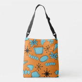 MCM Atomic Shapes Turquoise op Sinaasappel Crossbody Tas (Achterkant)