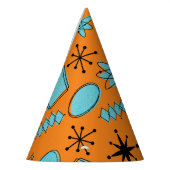 MCM Atomic Shapes Turquoise op Sinaasappel Feesthoedjes (Links)