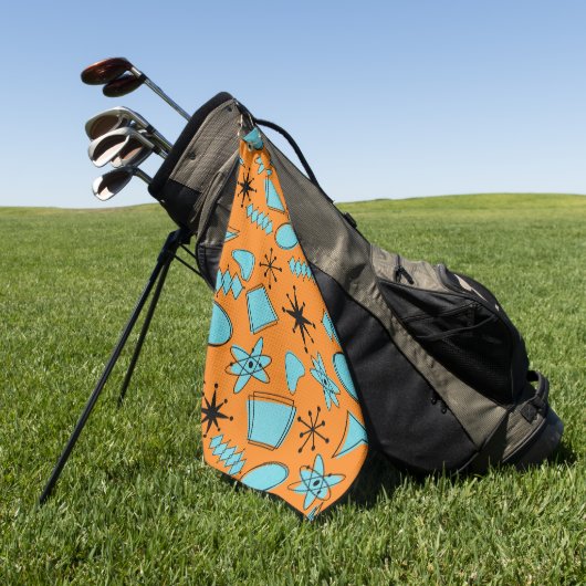 MCM Atomic Shapes Turquoise op Sinaasappel Golfhanddoek (Groen)