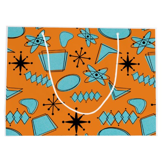 MCM Atomic Shapes Turquoise op Sinaasappel Groot Cadeauzakje (Achterkant)