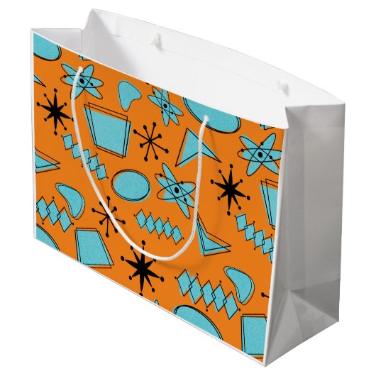 MCM Atomic Shapes Turquoise op Sinaasappel Groot Cadeauzakje (Achterkant Gekanteld)