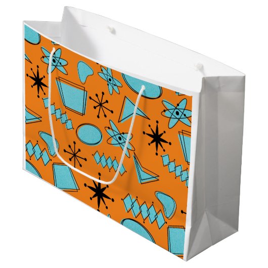 MCM Atomic Shapes Turquoise op Sinaasappel Groot Cadeauzakje (Voorkant Gekanteld)